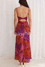 Fashion Tie-dye Backless Suspender Holiday Maxi Dress