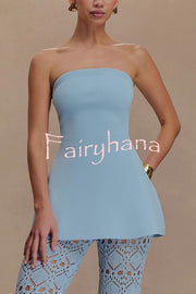 Anette Bandage Knit Strapless Stretch A-line Midi Top