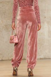 Solid Color Velvet Casual Pocket Loose Straight Leg Pants