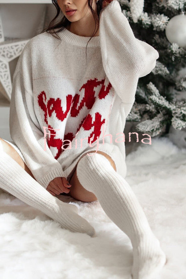 Santa Baby Loose-fitting Long-sleeved Mid-length Knit Sweater