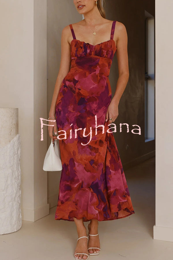 Fashion Tie-dye Backless Suspender Holiday Maxi Dress