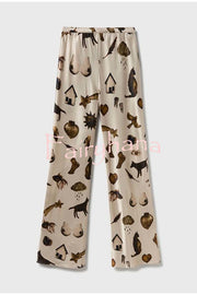 The Finishing Touch Satin Unique Print Elastic Waist Wide Leg Pants