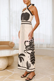 Shell Print Holiday Style Halter Neck Maxi Dress