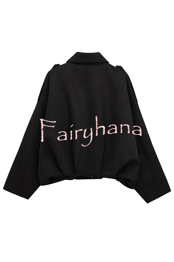 Fashion Lapel Long-sleeved Casual Bomber Jacket