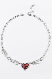 Halloween Punk Style Skull Heart-shaped Pendant Necklace