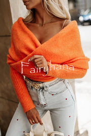 Warm in Two Ways Knit Off Shoulder Relaxed Poncho Sweater