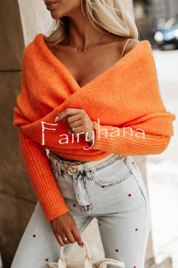 Warm in Two Ways Knit Off Shoulder Relaxed Poncho Sweater