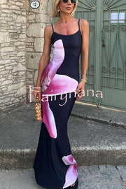 Romantic Beginnings Lily Floral Slip Stretch Vacation Maxi Dress