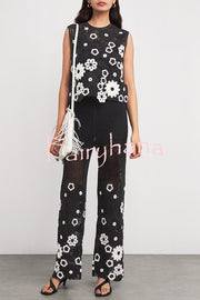Fashionable Hollow Crochet Sleeveless Round Neck Knitted Vest