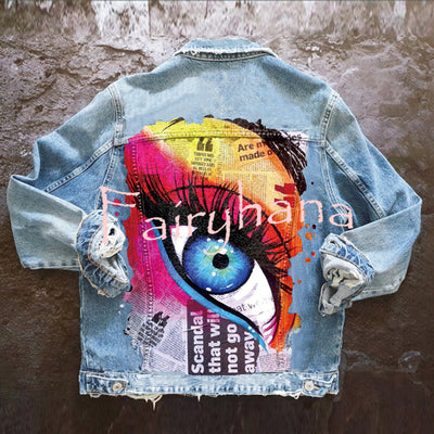 Halloween Print Long Sleeve Denim Jacket