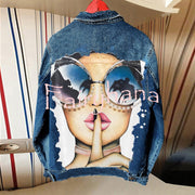 Halloween Print Long Sleeve Denim Jacket