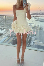 Delightful and Elegant Vibe Off Shoulder Flounce Bottom Mini Dress