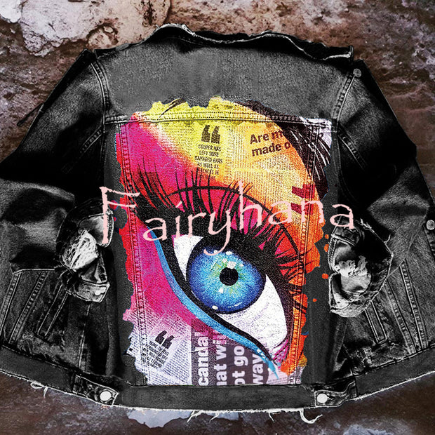 Halloween Print Long Sleeve Denim Jacket