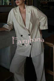 Fashionable Wrinkled Lapel Long-sleeved Loose Blazer