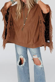 Fashionable Round Neck Tassel Loose Knitted Sweater