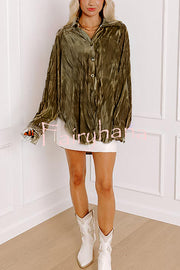 Solid Color Velvet Light-sensitive Drape Loose Shirt