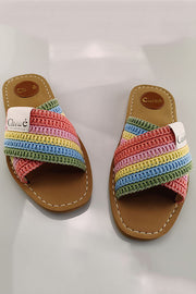 Holiday Cross Strap Woven Slippers