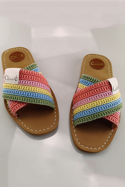 Holiday Cross Strap Woven Slippers