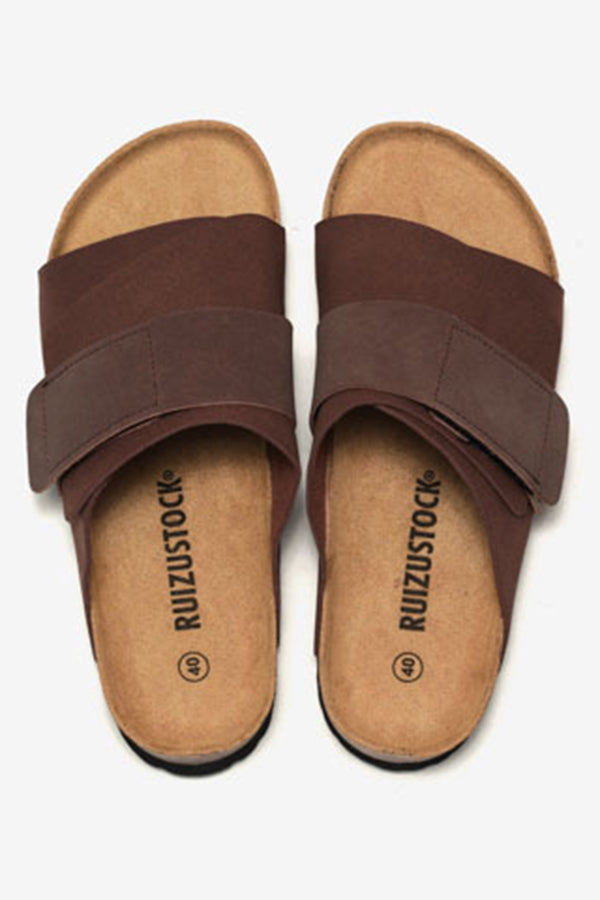 Frosted Leather Beach Slip-on Sandals