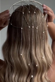 Fashionable Mesh Pearl Tassel Headband