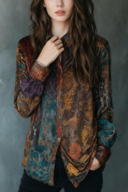 Unique Print Retro Long-sleeved Casual Shirt