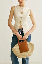 British Elegant Sun-decorated Sleeveless Versatile Vest