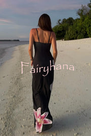 Romantic Beginnings Lily Floral Slip Stretch Vacation Maxi Dress