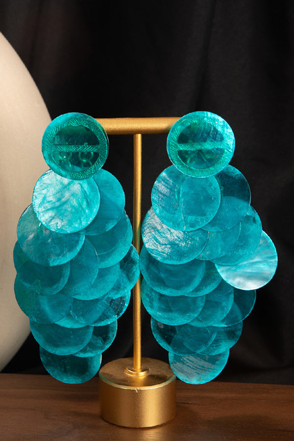 Resort Style Colorful Round Shell Tassel Earrings