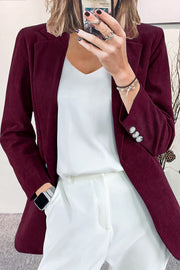 Solid Color Lapel Long Sleeve Button Casual Blazer