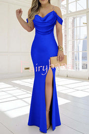 Elegant Beaded Strap Sexy Slim Fit Slit Maxi Dress