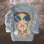 Halloween Print Long Sleeve Denim Jacket
