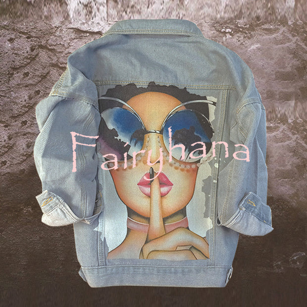 Halloween Print Long Sleeve Denim Jacket