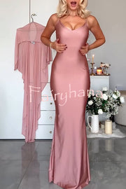 Party Charm Satin Sheer Chiffon High Low Cape Slip Maxi Dress