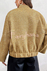 Fashion Sequin Long Sleeve Casual Pocket Loose Jacket