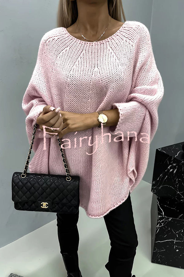 Remember Me Knit Crew Neck Poncho Loose Sweater
