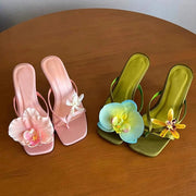 Fashion Asymmetric Flower Stiletto Sandals