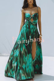 Unique Printed High Slit Beach Maxi Dress