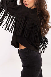 Fashion Lapel Long Sleeve Tassel Decorated Loose Coat