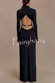 Sexy Backless Long-sleeved Stretch Slim-fit Maxi Dress