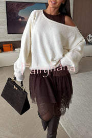 Upper East Chic Knit Wide Neck Long Sleeve Relaxed Sweater