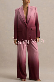 Enya Ombre Print Elastic Waist Pocketed Wide Leg Pants