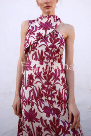 Unique Printed Fashion One Shoulder Casual Maxi Dress