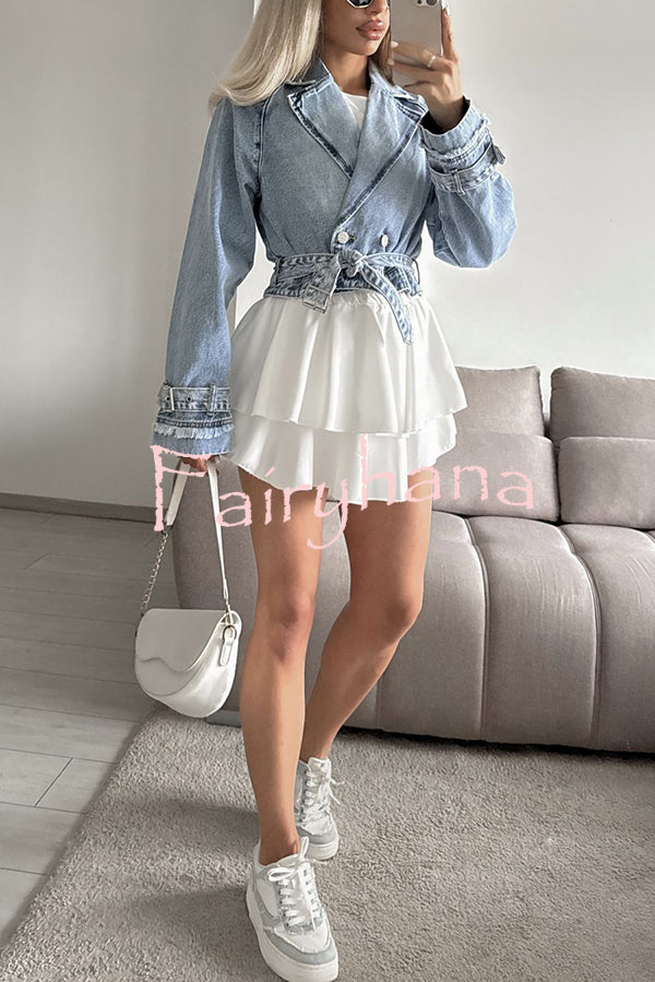 Fashion Lapel Long-sleeved Short Denim Jacket