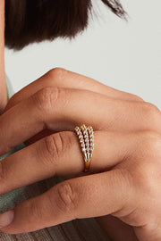 Fashionable Three-layer Micro-paved Zircon Ring