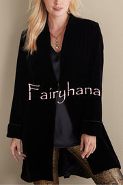 Solid Color Velvet Long-sleeved Loose Mid-length Coat