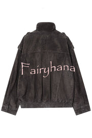 Fashionable Suede Loose Pocket Leather Jacket