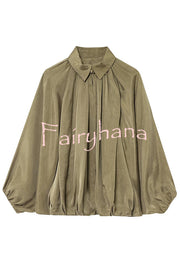 Fashion Lapel Loose Puff Long Sleeve Casual Zipper Jacket