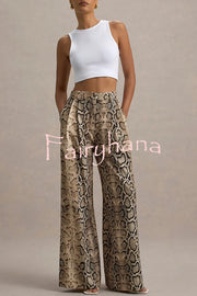 Hurley Ombre Snake Print Elastic Waist Pocketed Wide Leg Pants