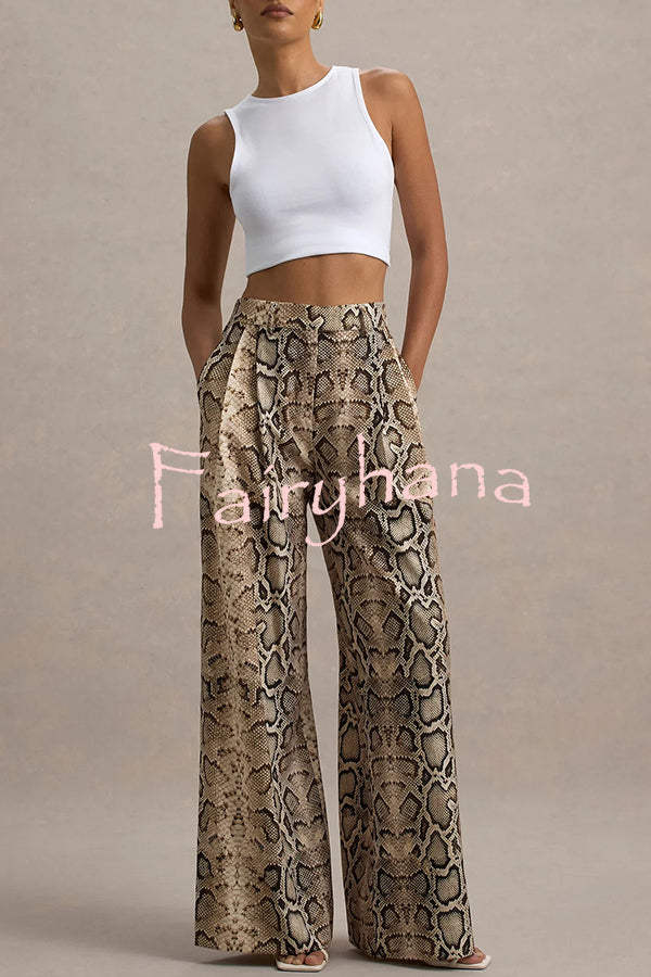 Hurley Ombre Snake Print Elastic Waist Pocketed Wide Leg Pants