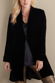 Solid Color Velvet Long-sleeved Loose Mid-length Coat
